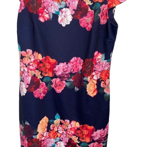 Vince Camuto Dress Women's Navy Floral Cap Sleeve  Knee Length Sz 12 - Picture 2 of 7